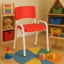 Kit 12 Cadeiras Infantil Iso, Escola, Base Branca- Vermelho