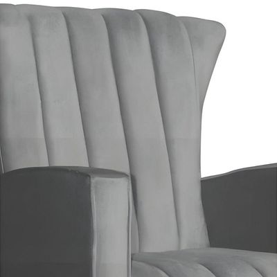 Poltrona Amamentação E Descanso Pés Balanço Libia Suede Suede Cinza