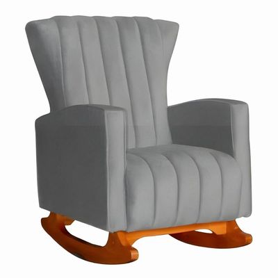 Poltrona Amamentação E Descanso Pés Balanço Libia Suede Suede Cinza