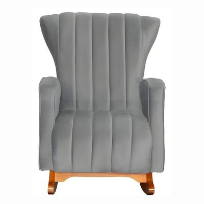 Poltrona Amamentação E Descanso Pés Balanço Libia Suede Suede Cinza