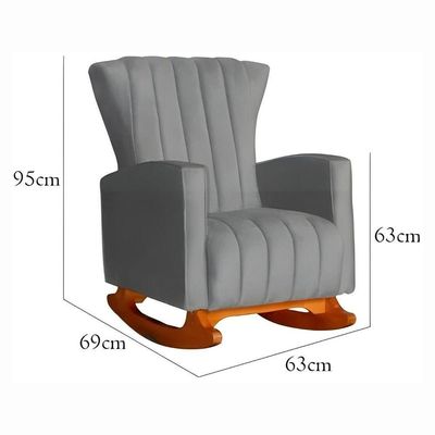 Poltrona Amamentação E Descanso Pés Balanço Libia Suede Suede Cinza