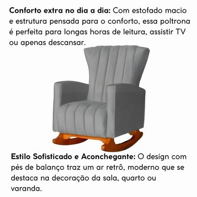 Poltrona Amamentação E Descanso Pés Balanço Libia Suede Suede Cinza