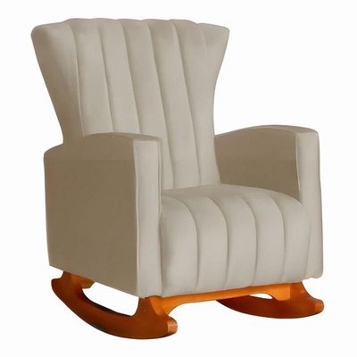 Poltrona Amamentação E Descanso Pés Balanço Libia Suede Suede Cappuccino