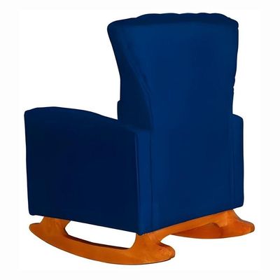 Poltrona Amamentação E Descanso Pés Balanço Libia Suede Suede Azul Marinho