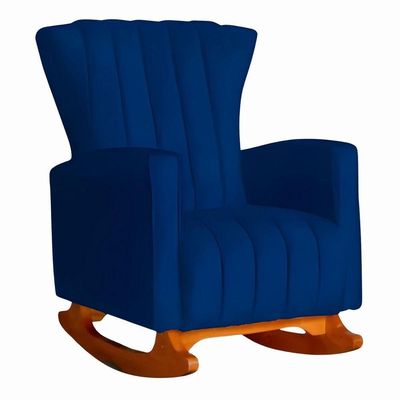 Poltrona Amamentação E Descanso Pés Balanço Libia Suede Suede Azul Marinho