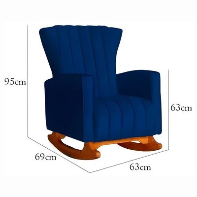 Poltrona Amamentação E Descanso Pés Balanço Libia Suede Suede Azul Marinho