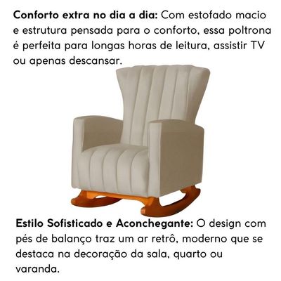 Poltrona Amamentação E Descanso Pés Balanço Libia Suede Suede Cappuccino
