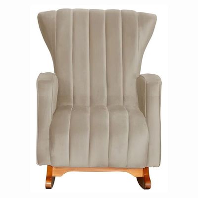 Poltrona Amamentação E Descanso Pés Balanço Libia Suede Suede Cappuccino