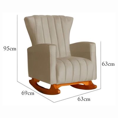 Poltrona Amamentação E Descanso Pés Balanço Libia Suede Suede Cappuccino