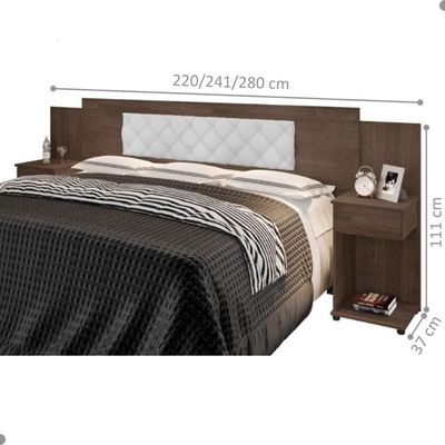 Cabeceira Box Bruna Chocolate Com Capitonê Branco