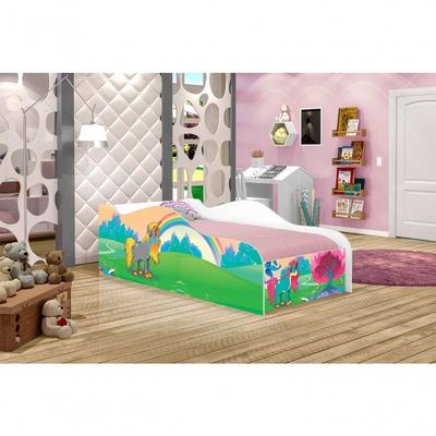 Cama Carro Fun Adesivada Unicórnio Feliz Solteiro