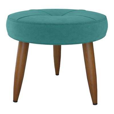 Puff Redondo Para Sala Davi Veludo Verde Menta