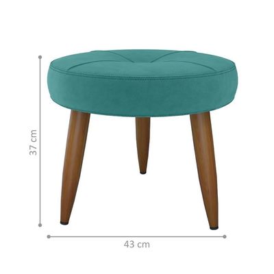 Puff Redondo Para Sala Davi Veludo Verde Menta