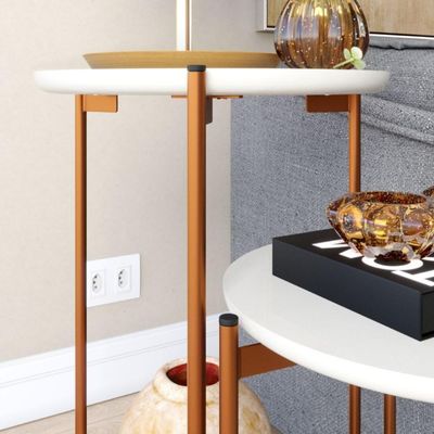 Conjunto De Mesa Para Sala De Estar Cannes Branco-bronze