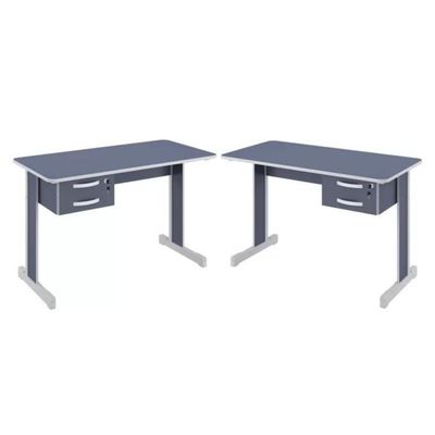 Conjunto Escritório Mesas Com Gaveta Azul