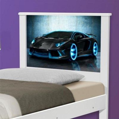 Cama Solteiro Carro Sport Raio Azul Com Colchão
