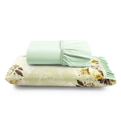 Jogo De Cama Lençol Solteiro Minuano 100% Algodão 2 Peças - Verde - 100% Algodão