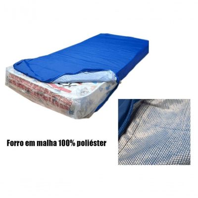Capa P/ Colchão Solteiro Tipo Hospitalar Impermeável Azul Tamanho:78x188x16cm
