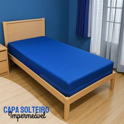 Capa P/ Colchão Solteiro Tipo Hospitalar Impermeável Azul Tamanho:88x188x14cm