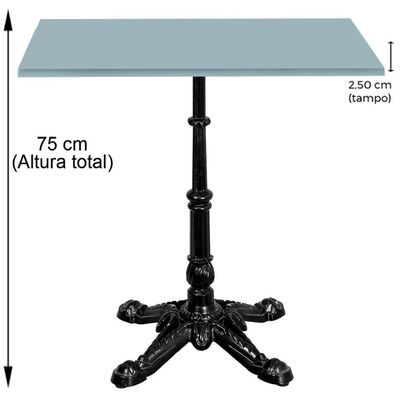 Base De Mesa Apus Em Ferro Preto 75 Cm (alt) Tampo Mdp Quadrado Cinza 80 Cm (larg) X 2,5 Cm (alt)