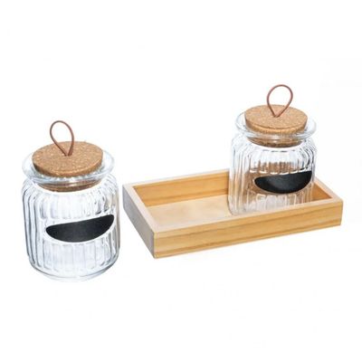 Conjunto 2 Porta Mantimentos com Tampa e Suporte 260 ml Lyor