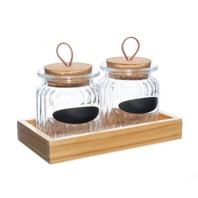 Conjunto 2 Porta Mantimentos com Tampa e Suporte 260 ml Lyor