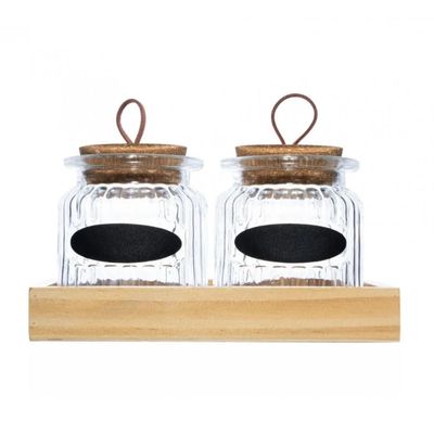 Conjunto 2 Porta Mantimentos com Tampa e Suporte 260 ml Lyor