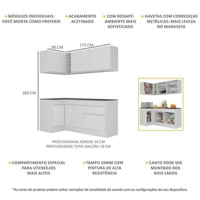 Armário De Cozinha Compacta De Canto Mp2092.891 Branco