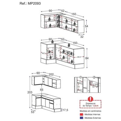 Armário De Cozinha Compacta De Canto Mp2093.895 Preto