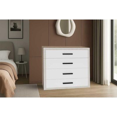 Cômoda de Quarto Valência c/ 4 Gavetas Freijo/Branco - Politorno