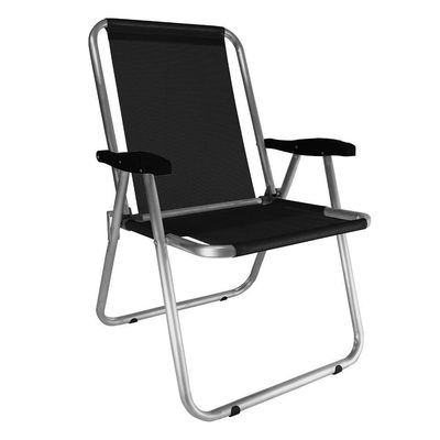 Kit 2 Cadeira Praia Max Alumínio Oversize Preta Até 140kg Zaka
