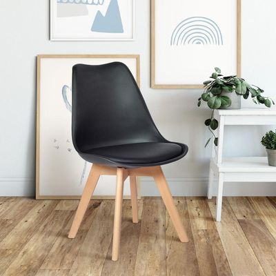 Conjunto 18 Cadeiras De Jantar Eames Wood Leda Design Estofada - Preto
