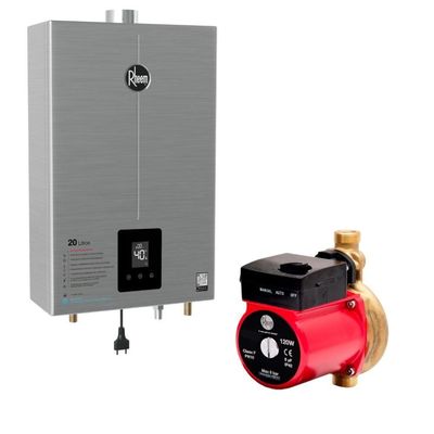 Aquecedor Inox 20 Litros GN Bivolt + Bomba 120W Rheem 220V