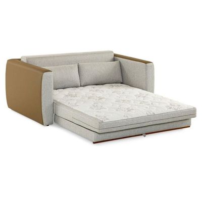 Sofá-cama 2 Lugares Mh-1609 Herval 158 Cm (largura) Colchão Casal Linho Bege Laterais Marrom A