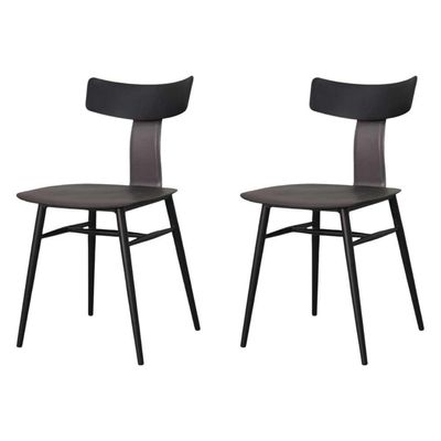 Kit 2 Cadeiras Analu Rivatti 42 Cm (largura) Assento E Encosto Pp Preto Detalhe Em Pu Cinza Base Aço