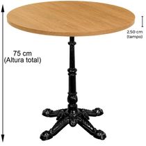 Base De Mesa Apus Em Ferro Preto 75 Cm (alt) Tampo Mdp Redondo Samba 80 Cm (larg) X 2,5 Cm (alt)