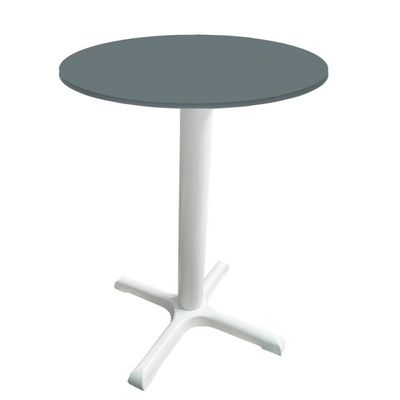 Mesa ômega Ferro Branco 74 Cm (alt) Base Em X Tampo Mdp Redondo Grafito 70 Cm (larg) X 2,50 Cm (alt)