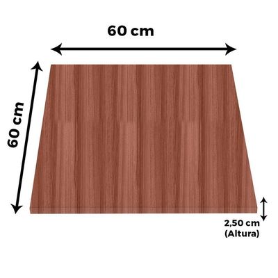Mesa ômega Ferro Preto 74 Cm (alt) Base Em X Tampo Mdp Quadrado 60 Cm (larg) X 2,50 Cm (alt) Walnut