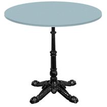 Base De Mesa Apus Em Ferro Preto 75 Cm (alt) Tampo Mdp Redondo Cinza 60 Cm (larg) X 2,5 Cm (alt)