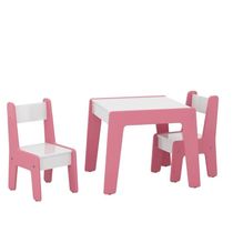 Conjunto De Mesa Com 2 Cadeiras Goiania Branco-rosa
