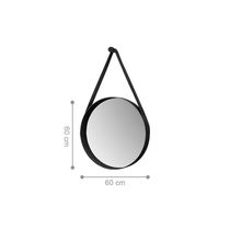 Espelho Decorativo Redondo 60 Cm Com Alça Verona Preto