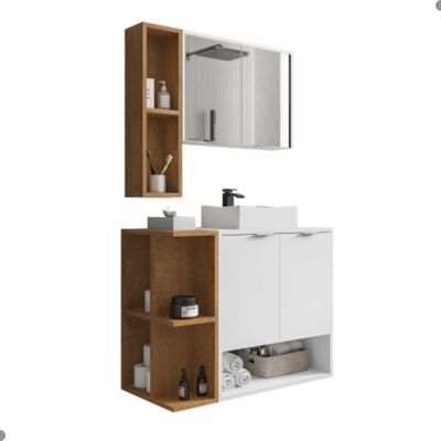 Conjunto Gabinete E Espelheira Rennes Branco