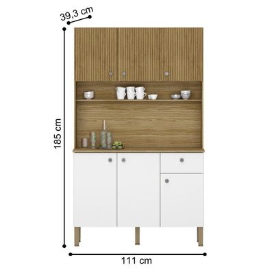 Kit De Cozinha 6 Portas Barcelona Supremo Ripado