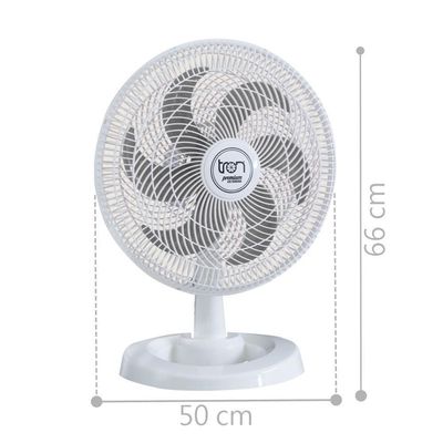 Ventilador Mesa Lorena Branco Oscilante 220V Pás Prata