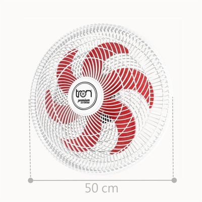 Ventilador Parede Lorena Branco Oscilante 110V Pás Vermelho