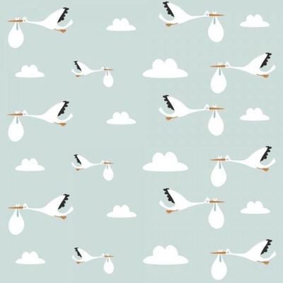 Papel De Parede Infantil Cegonha Bebê