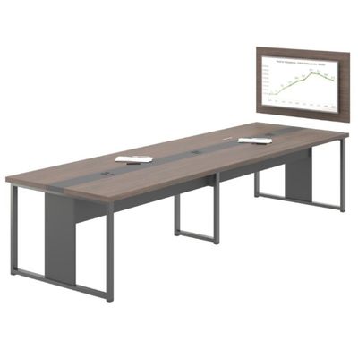 Mesa De Reunião Com Painel De 40 Houston Freijó Preto