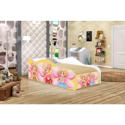 Cama Carro Fun Adesivada Fadinhas Coloridas Solteiro