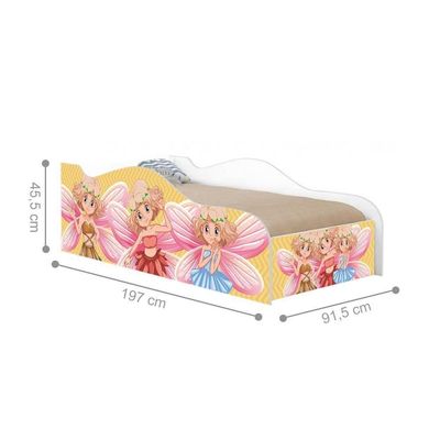 Cama Carro Fun Adesivada Fadinhas Coloridas Solteiro