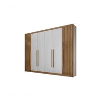 Guarda Roupa Casal 6 Portas 8 Gavetas - Coimbra Ripado-branco - Móveis Novo Horizonte